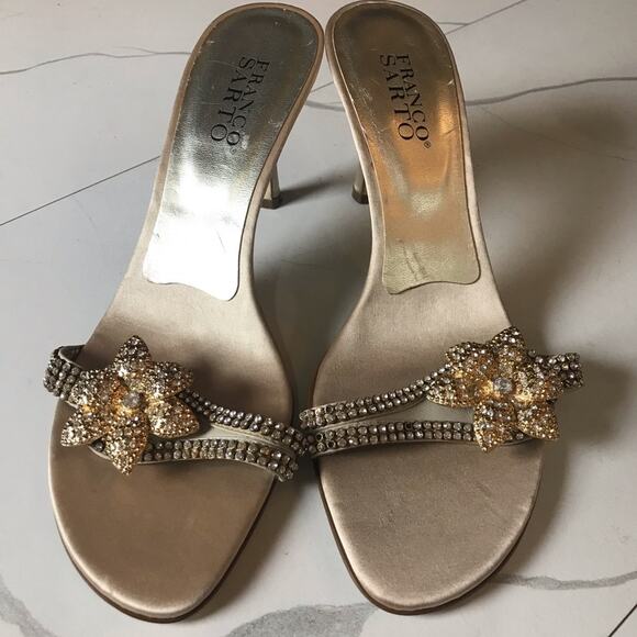 Franco Sarto heels rhinestones flower - Picture 1 of 8